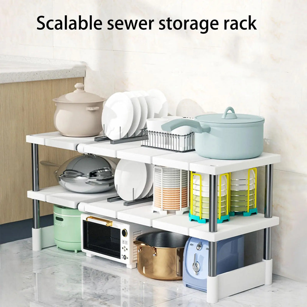 Stackable Storage Rack Multifunctional Telescopic Sink Holder Wardrobe Layered Partition Rack Closet Sorting Shelves Organizer