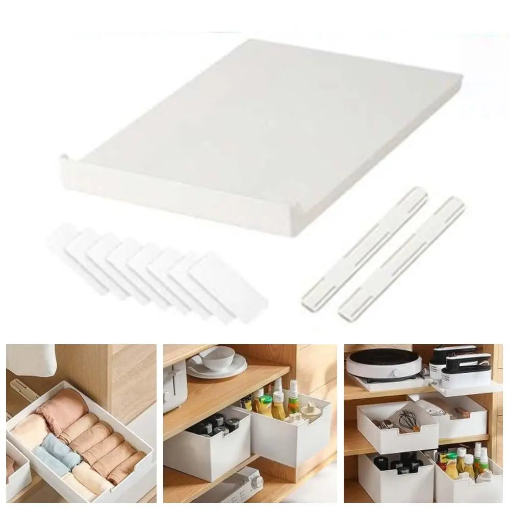 New Pull Out Cabinet Drawer Organizer Slide Out Plastic Storage Shelves Space Saving Storage Rack