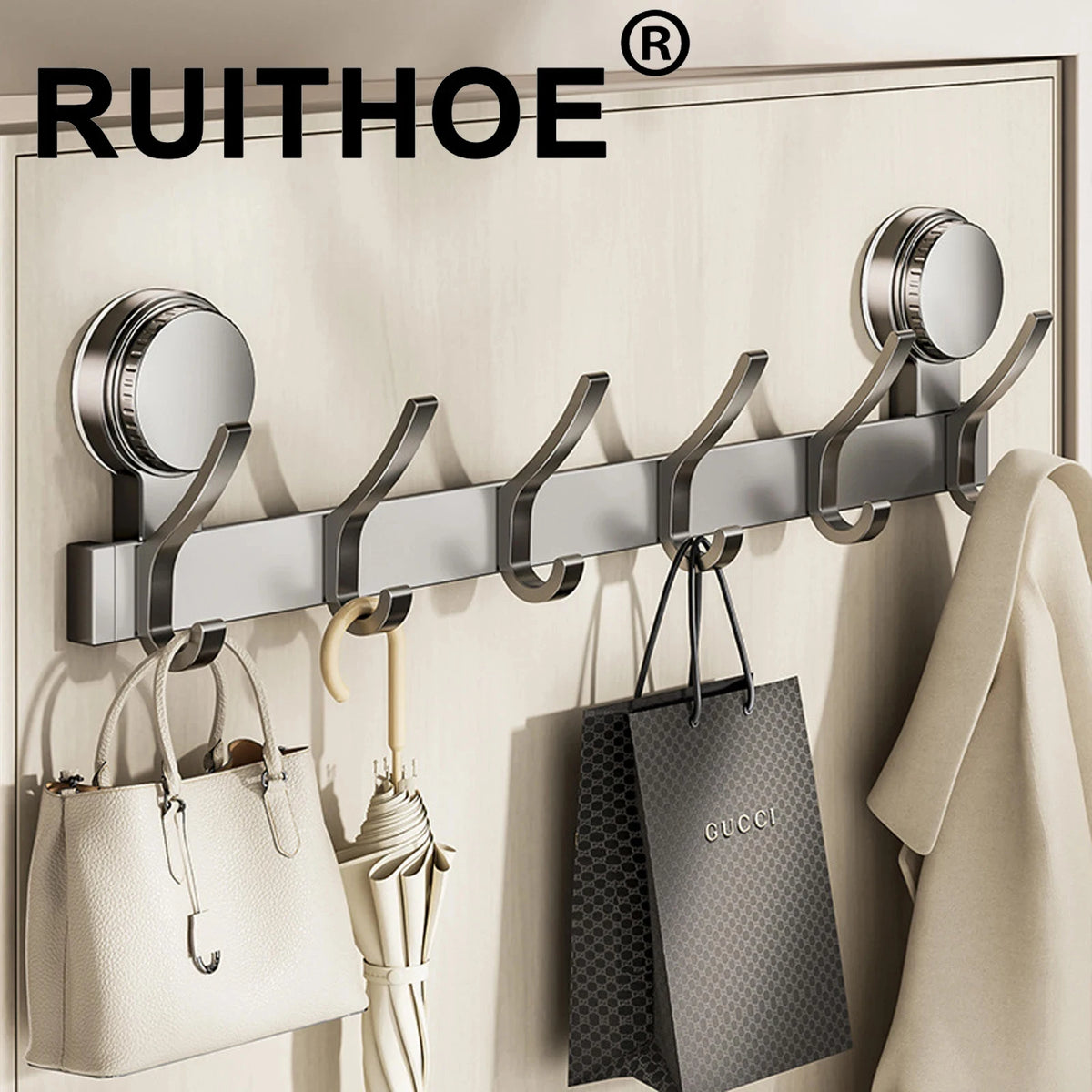 No Drill Wall Mount Door Hooks Suction Cup Robe Hooks for Kitchen Bathroom Door Adhesive Hook Key Hook Kitchen Hook