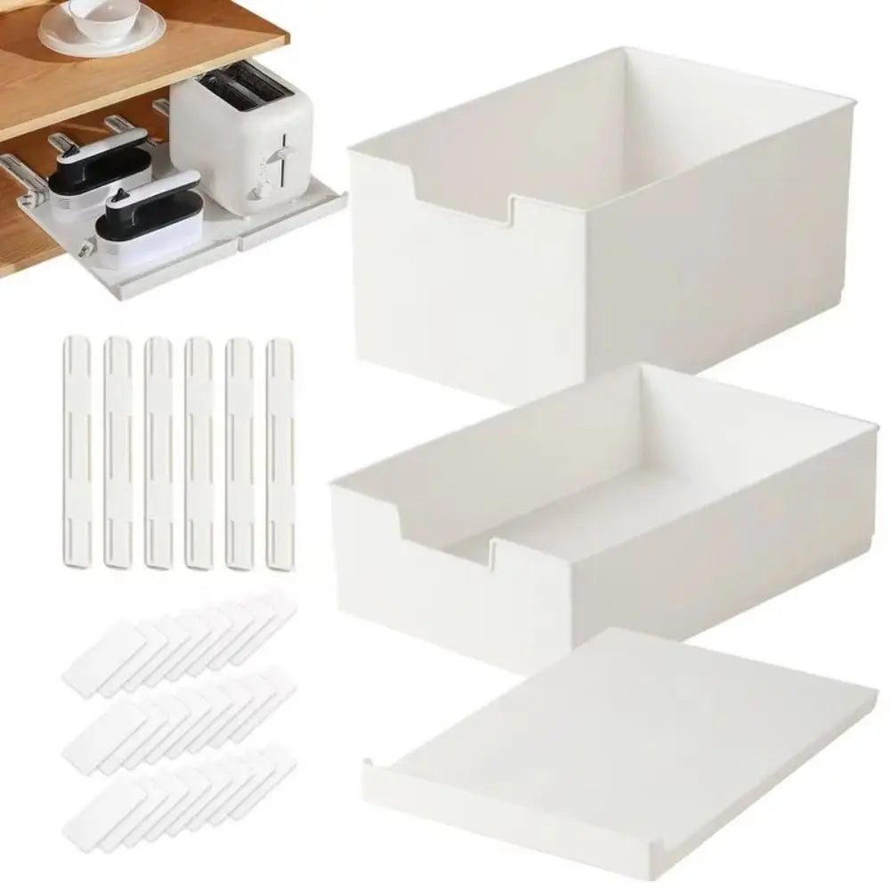 New Pull Out Cabinet Drawer Organizer Slide Out Plastic Storage Shelves Space Saving Storage Rack